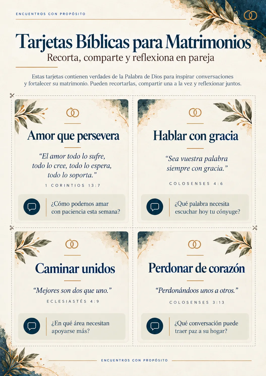 Tarjetas bíblicas para matrimonios