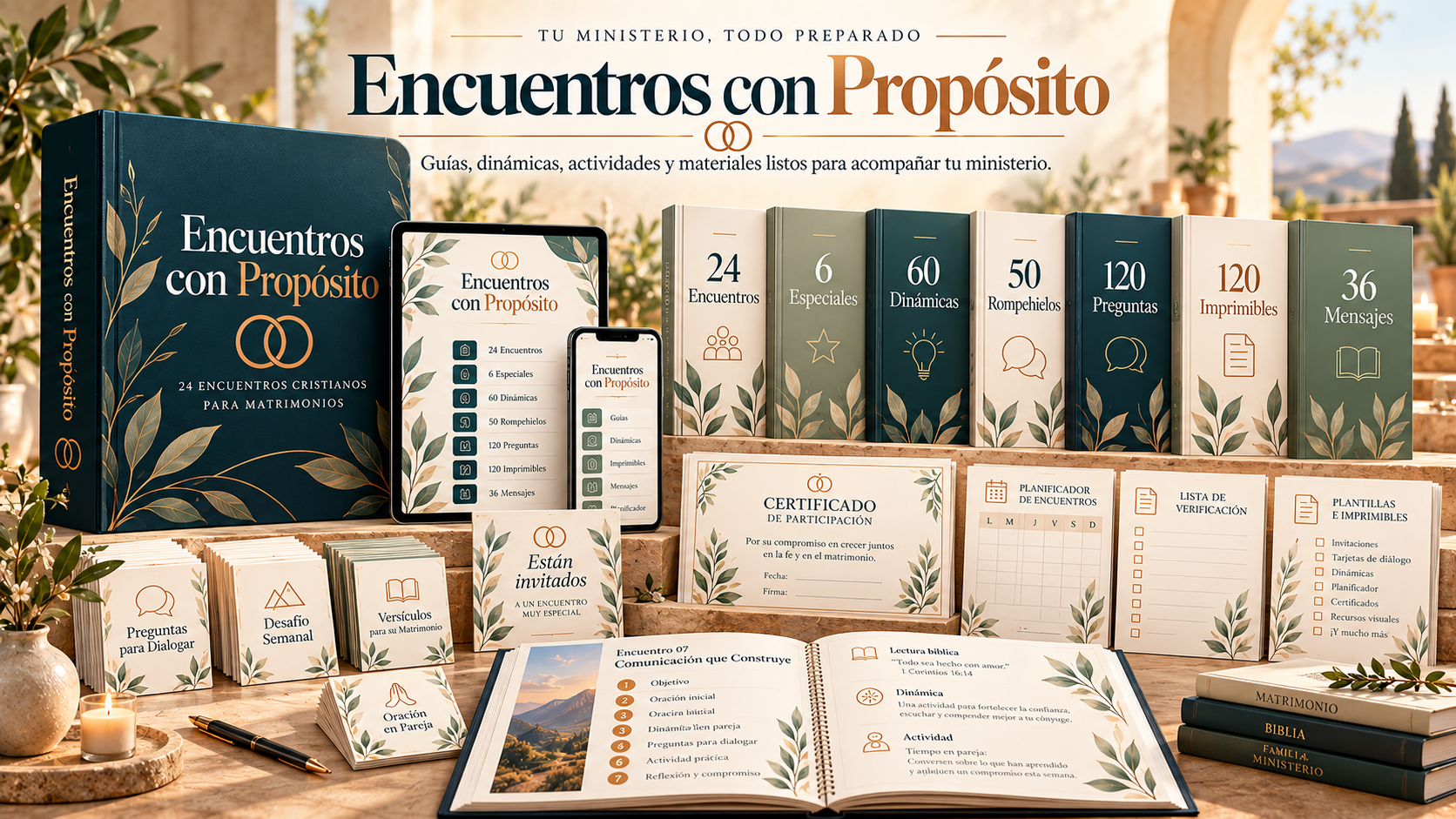 Encuentros con Propósito: kit ministerial con guías, tarjetas y recursos imprimibles